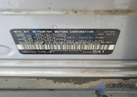 2019 Mitsubishi Outlander Se z USA, uszkodzony, nr VIN JA4AZ3A36KZ036918